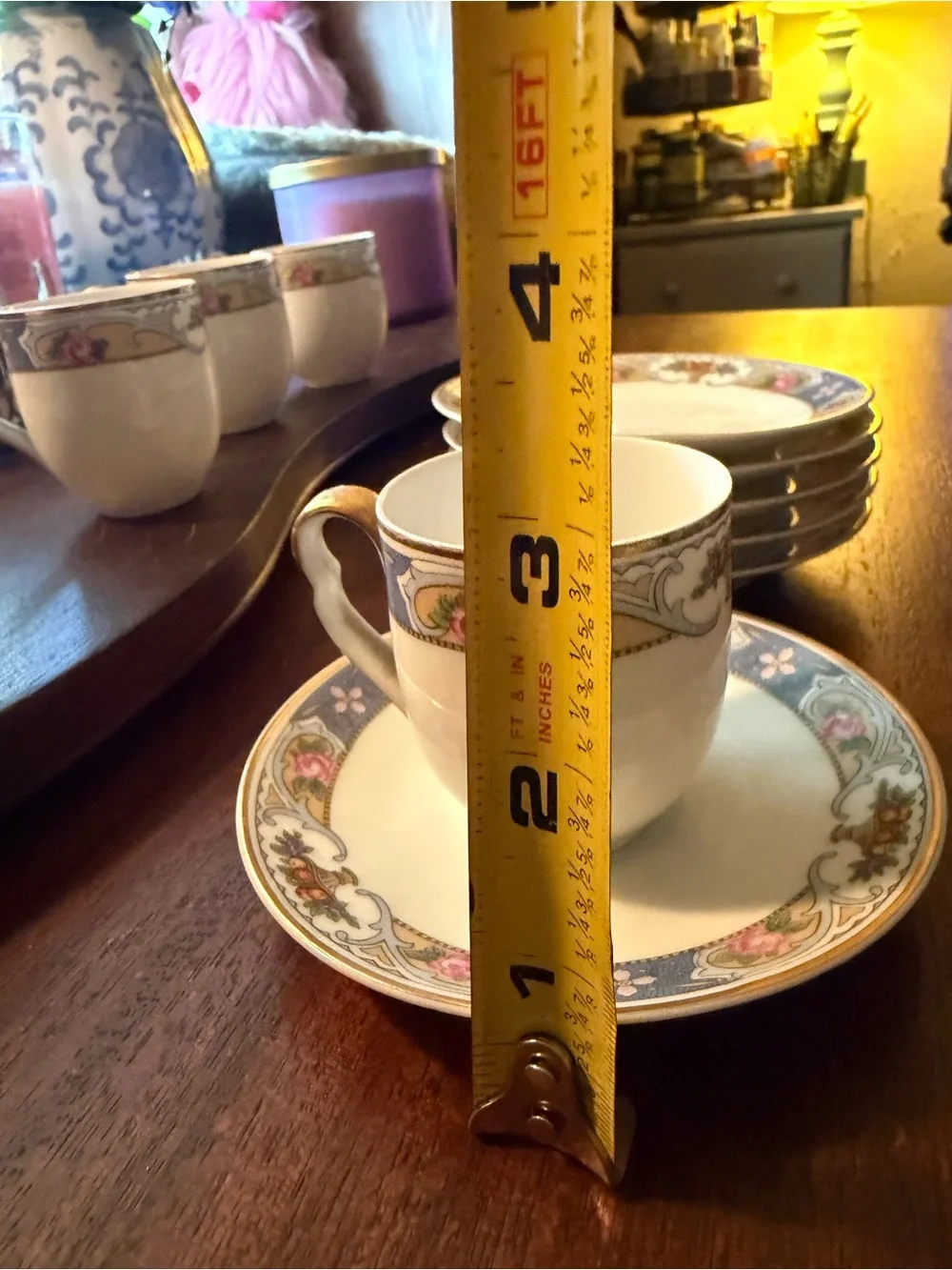 Vintage Set of six demitasse cups and saucers byBlack Knight Porcelain. Perfect
